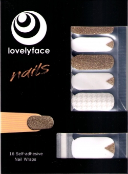 Lovelyface Nails -"Fancy White",Nagelaufkleber, Nagellackstreifen- Nagellack zum Aufkleben- Nagelfolien -Nagelsticker- Nail Wraps 