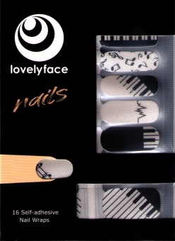 Lovelyface Nails -"Piano", Nagelaufkleber, Nagellackstreifen- Nagellack zum Aufkleben- Nagelfolien -Nagelsticker- Nail Wraps 