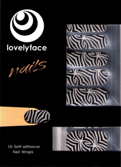 Lovelyface Nails -"Zebra", Nagelaufkleber, Nagellackstreifen- Nagellack zum Aufkleben- Nagelfolien -Nagelsticker- Nail Wraps 